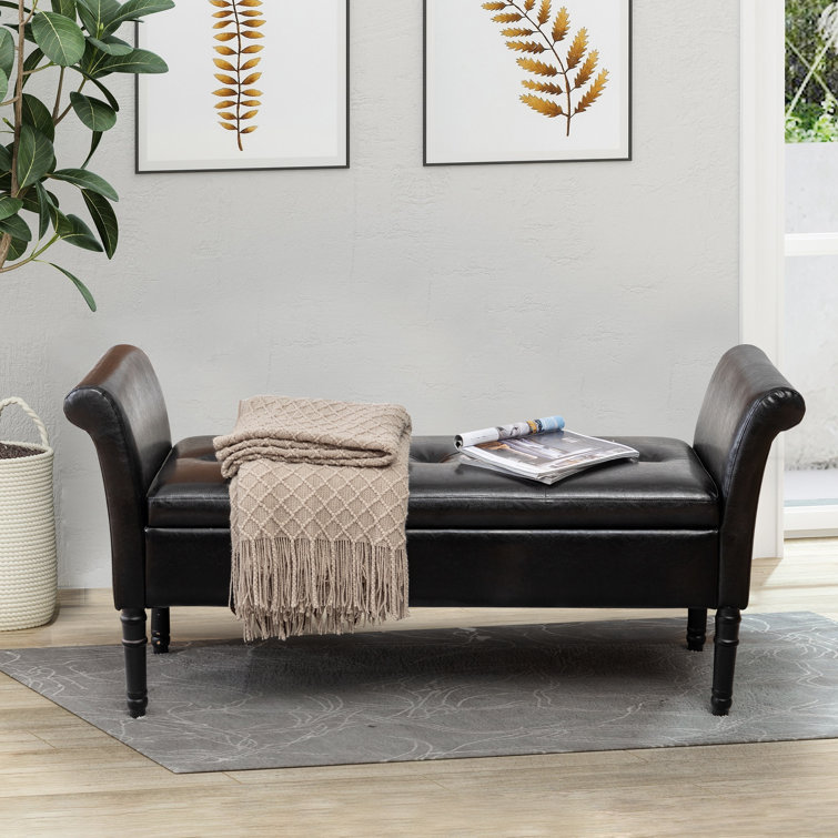 Red Barrel Studio® Newsbury Faux Leather Flip Top Storage Bench